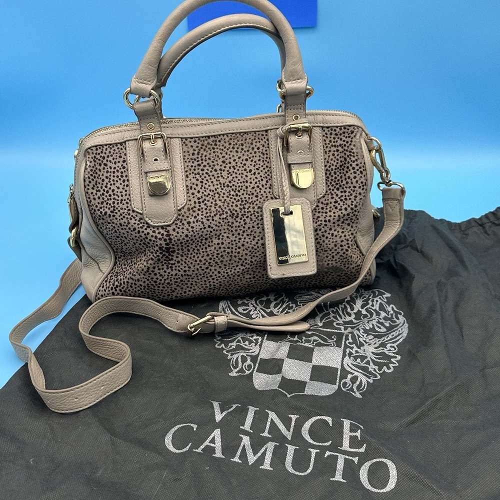 466. EUC Vince Camuto Animal Print Ryan Crossbody Satchel Calf Hair
